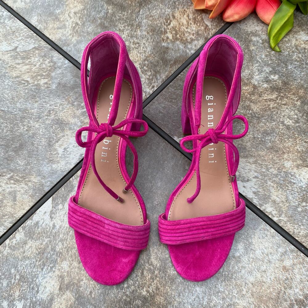 Gianni Bini Rhiaann Ankle Tie Block Heel Dress Sandals Size 6.5 Bright - Picture 9 of 11